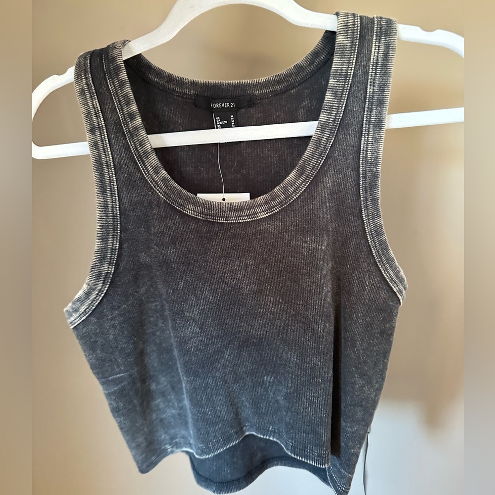 NEW Forever 21 Charcoal Crop Knit Top